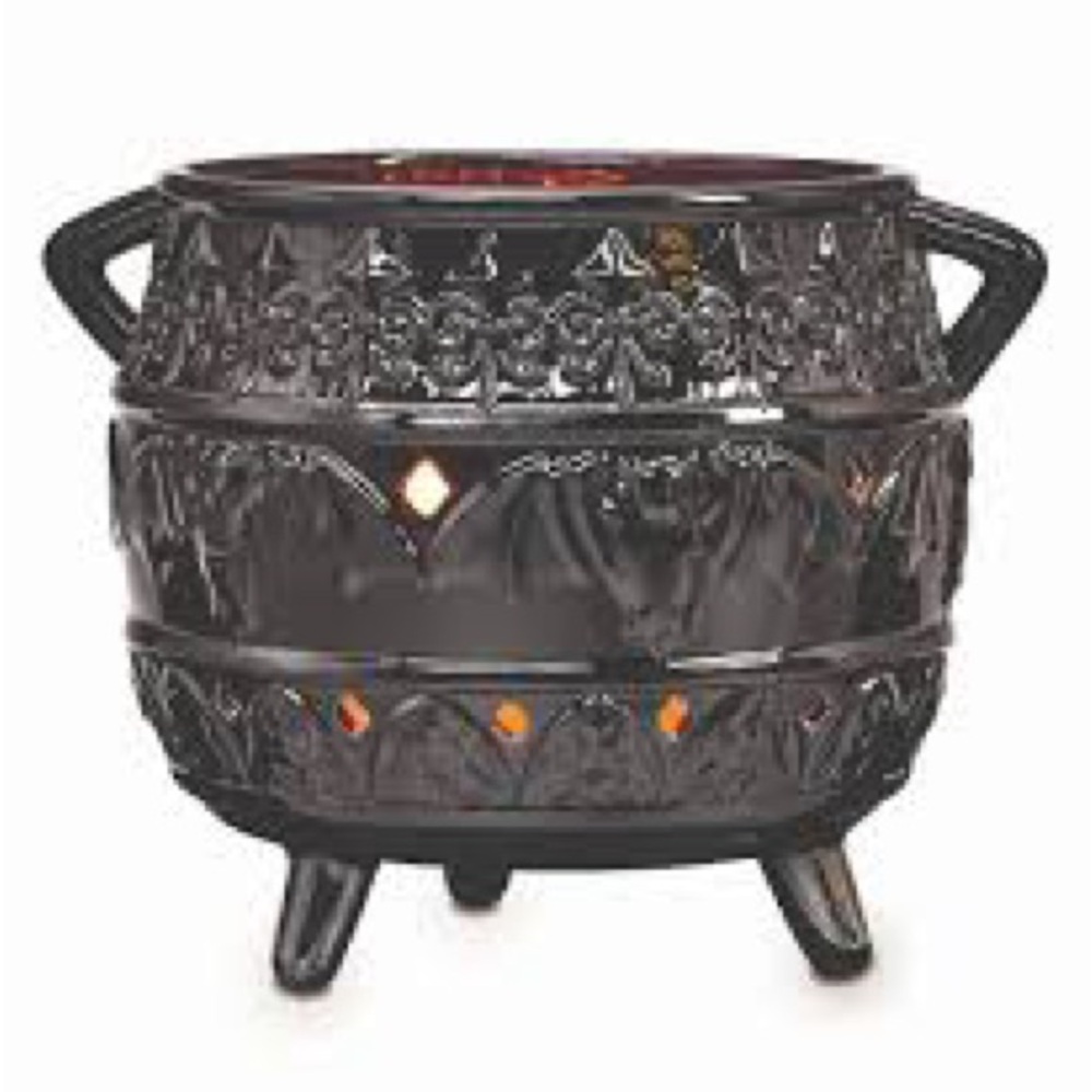PartyLite Halloween Spellbound Cauldron Jar Holder Black and Color Changing Base - Picture 2 of 15